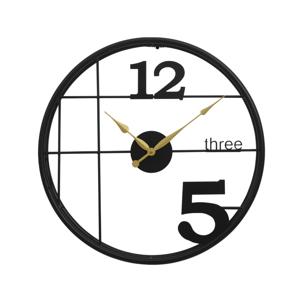Artypillar Modern Grid Round Minimal Iron Wall Clock - 18-Inch