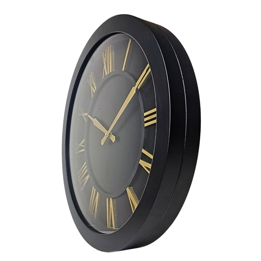 Artypillar Black & Gold Roman Modern Designer Wall Clock - 16 Inch