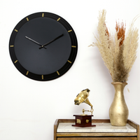 Artypillar Minimal Black Designer Wall Clock with Gold Markers - 18 Inch