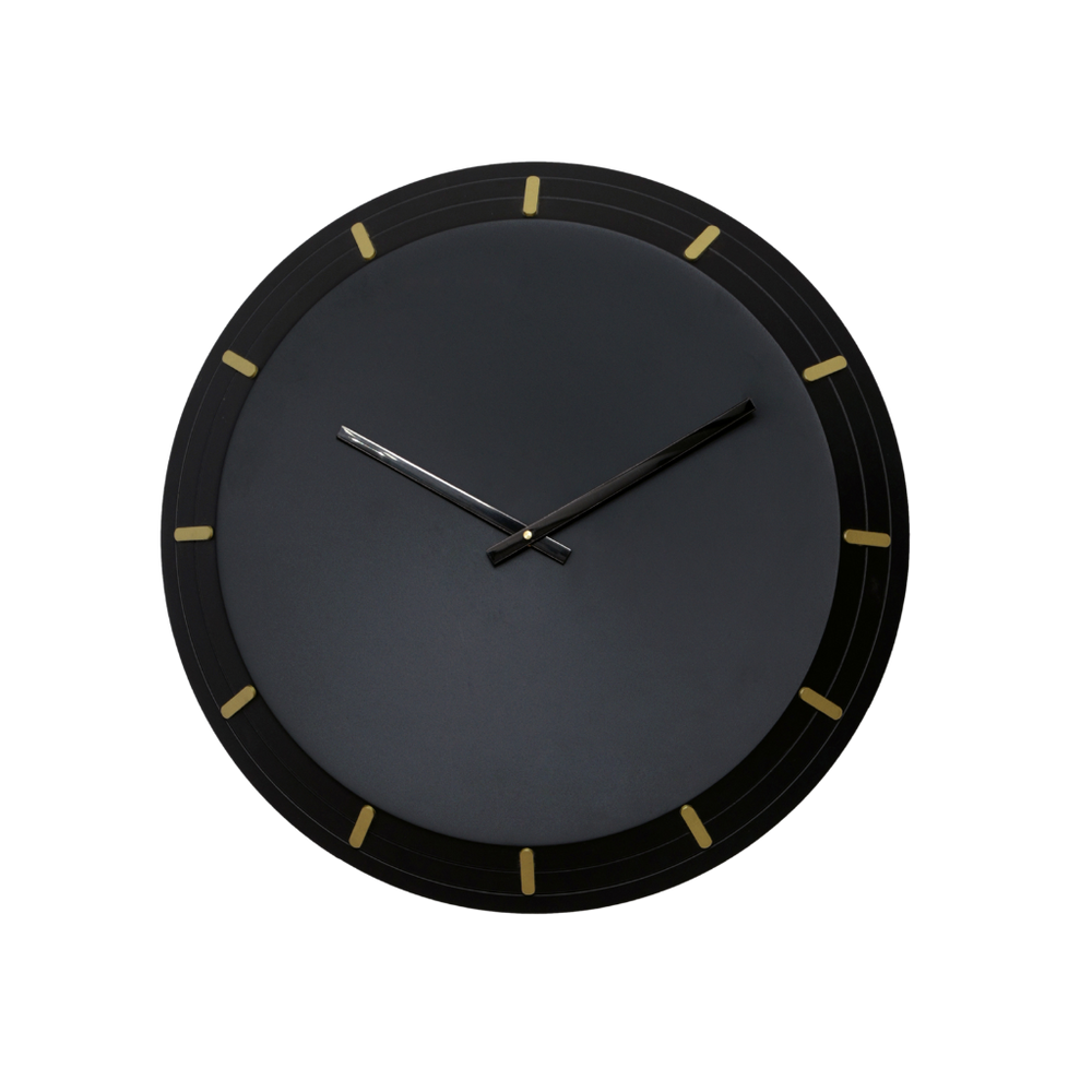 Artypillar Minimal Black Designer Wall Clock with Gold Markers - 18 Inch