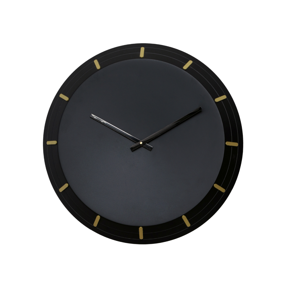 Artypillar Minimal Black Designer Wall Clock with Gold Markers - 18 Inch
