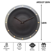 Artypillar Minimal Black Designer Wall Clock with Gold Markers - 18 Inch