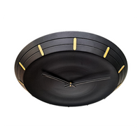 Artypillar Minimal Black Designer Wall Clock with Gold Markers - 18 Inch