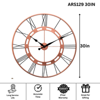 Artypillar Classic Iron Roman Skeleton Wall Clock – Copper & Black - 30 Inch