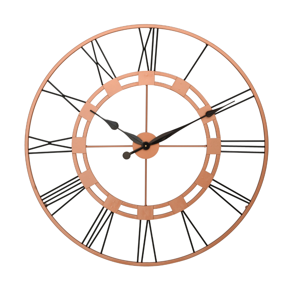 Artypillar Classic Iron Roman Skeleton Wall Clock – Copper & Black - 30 Inch