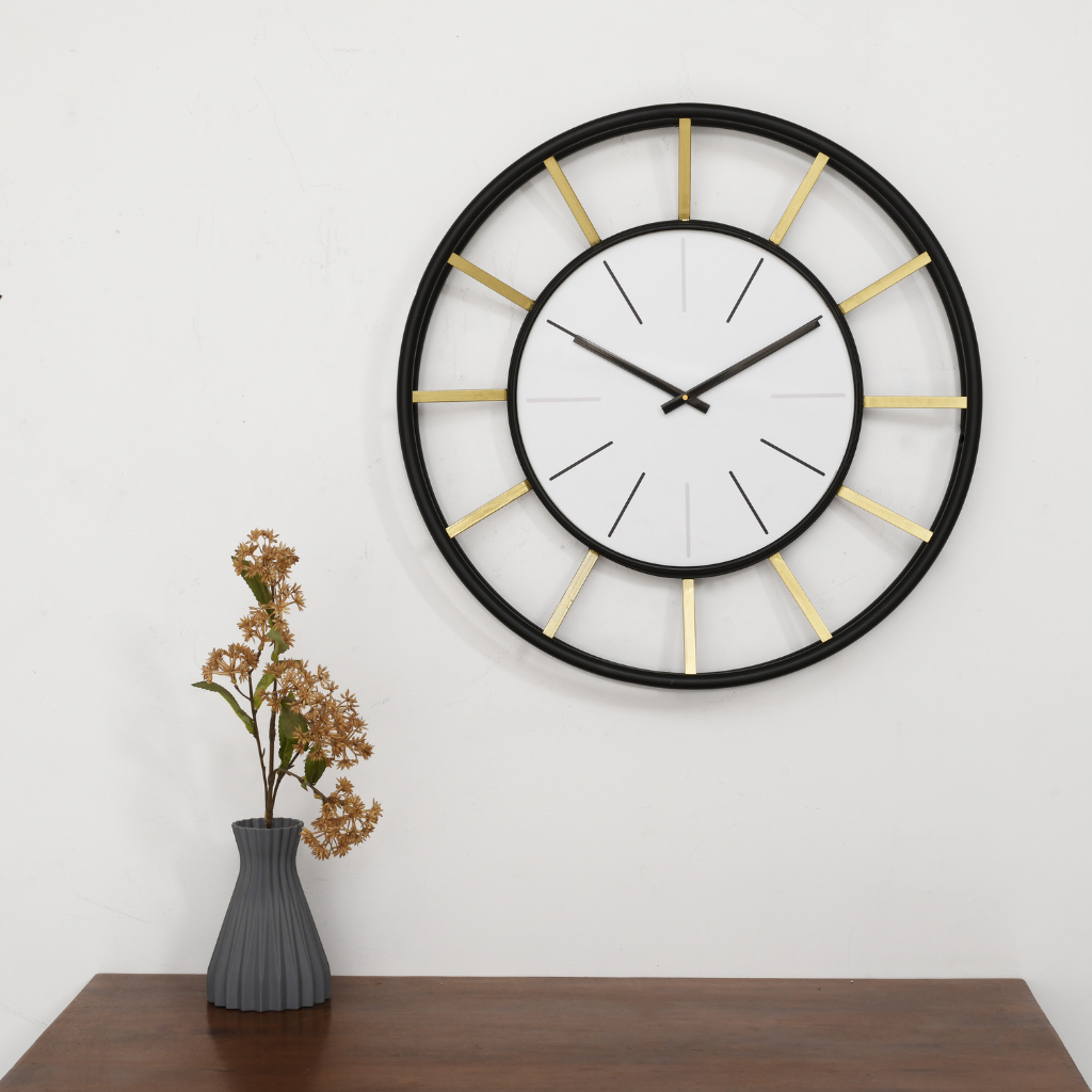 Artypillar Mid-Century Modern Black & Gold Designer Wall Clock - 24 Inch