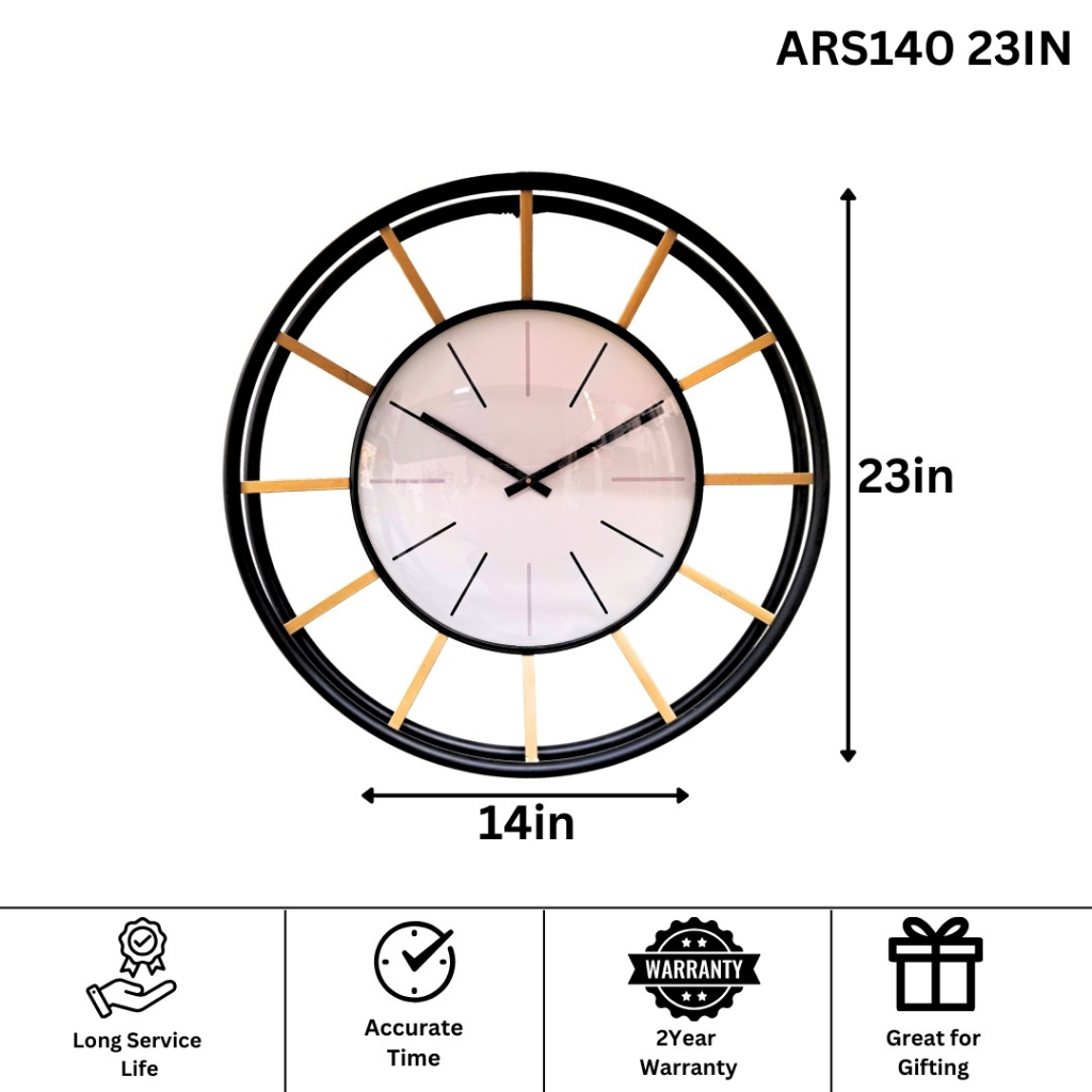 Artypillar Mid-Century Modern Black & Gold Designer Wall Clock - 24 Inch