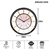 Artypillar Mid-Century Modern Black & Gold Designer Wall Clock - 24 Inch