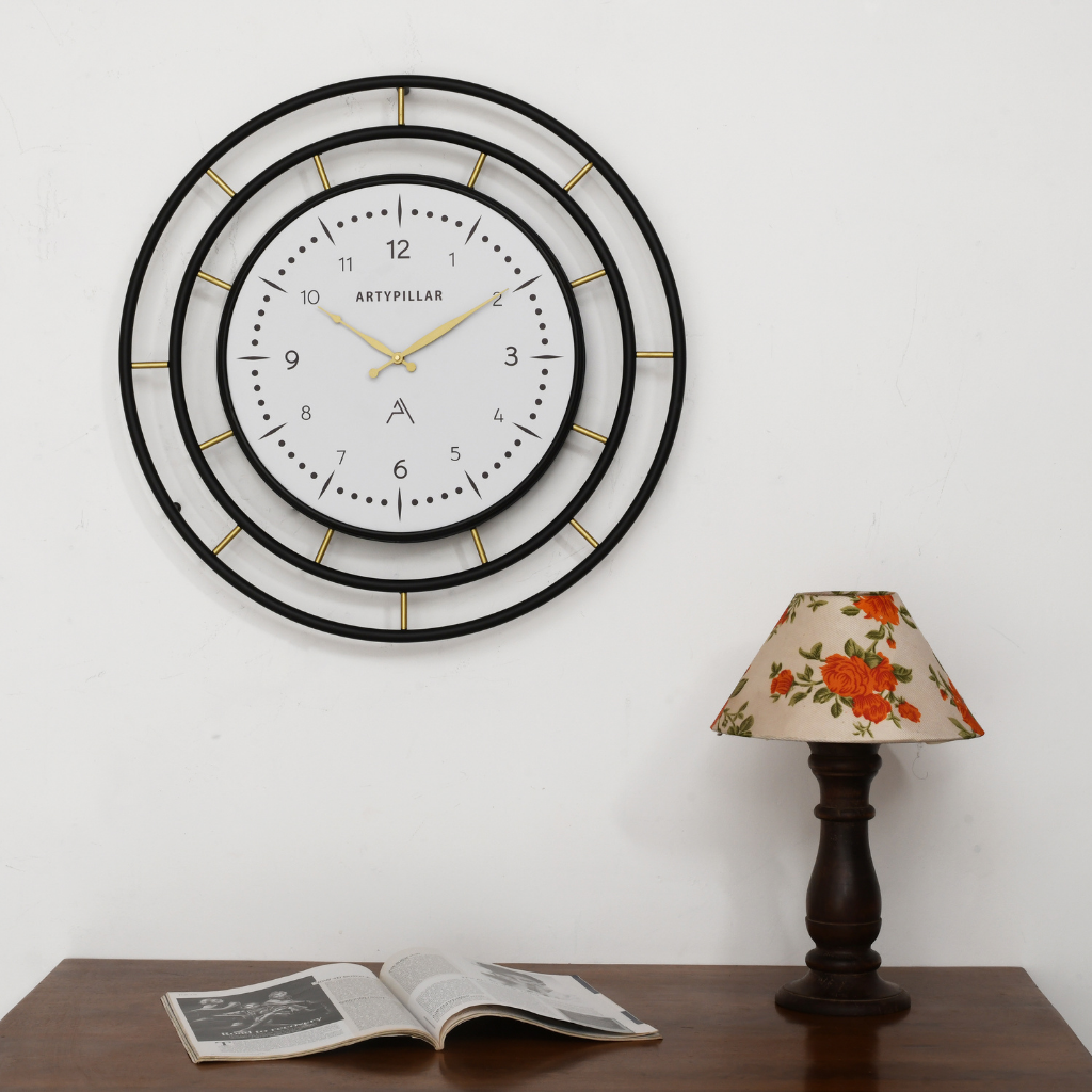 Artypillar Mid-Century Double Ring Designer Wall Clock – 24 Inch