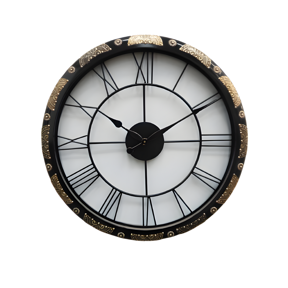 Artypillar Metal Emboss Round Wall Clock – 24 Inch