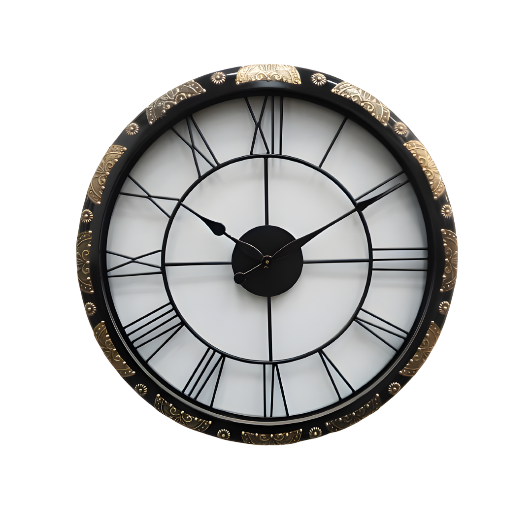 Artypillar Metal Emboss Round Wall Clock – 24 Inch