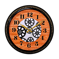 Artypillar Vintage Carved Wooden Gear Designer Wall Clock - 16 Inch