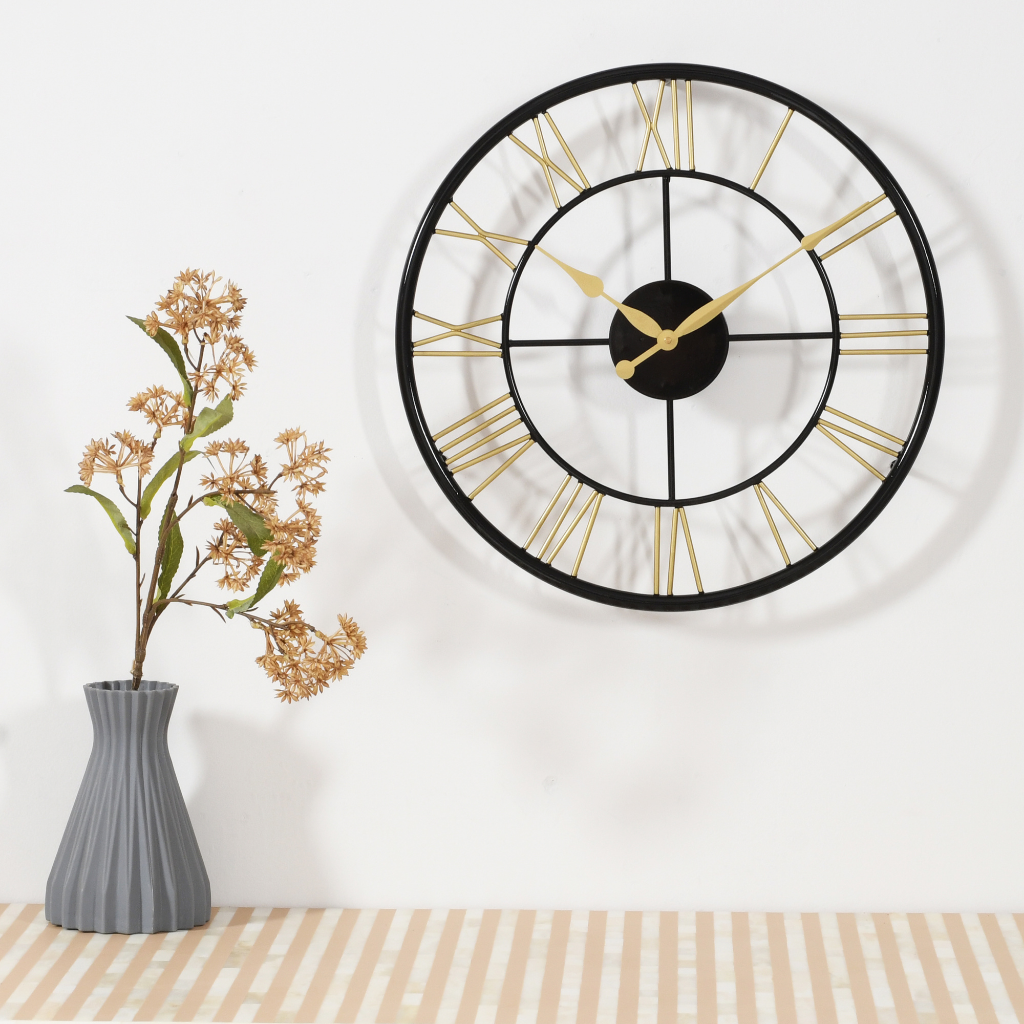 Artypillar 16-Inch Classic Iron Roman Numeral Wall Clock