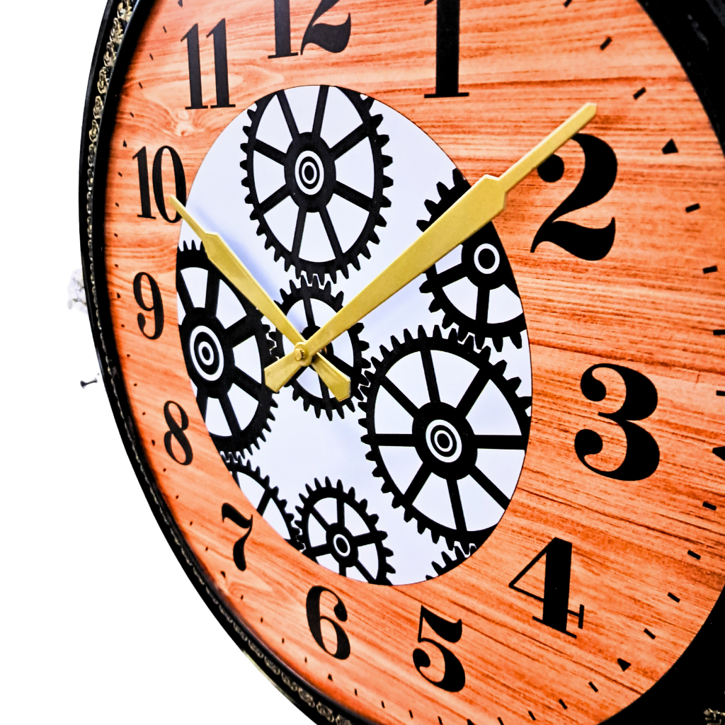 Artypillar Vintage Carved Wooden Gear Designer Wall Clock - 16 Inch