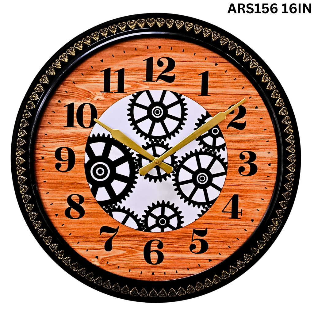 Artypillar Vintage Carved Wooden Gear Designer Wall Clock - 16 Inch