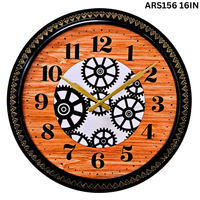 Artypillar Vintage Carved Wooden Gear Designer Wall Clock - 16 Inch