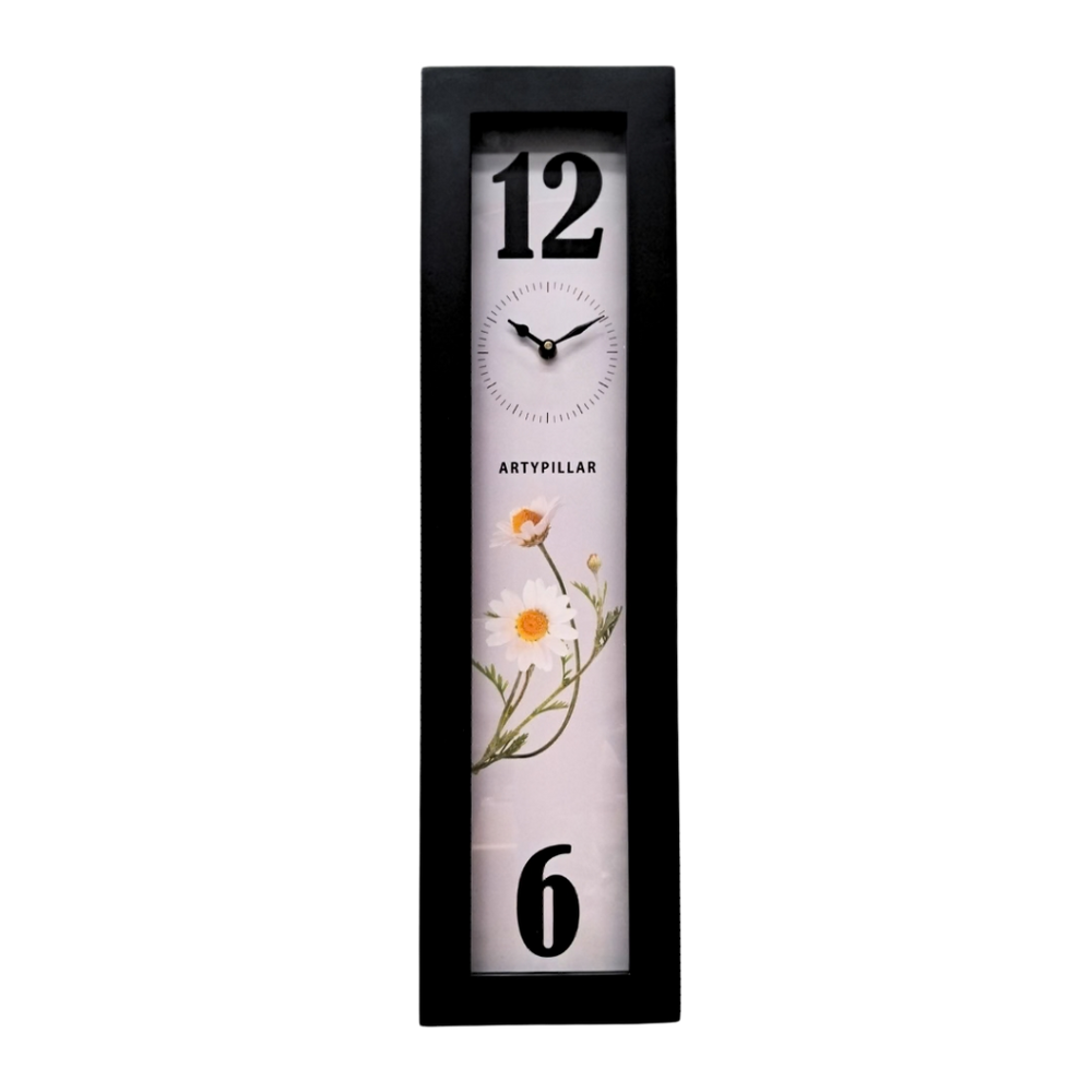 Artypillar Vertical Modern Floral Designer Wall Clock – 24 Inch