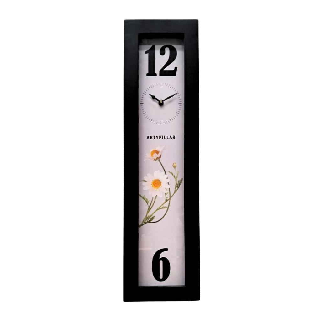 Artypillar Vertical Modern Floral Designer Wall Clock – 24 Inch