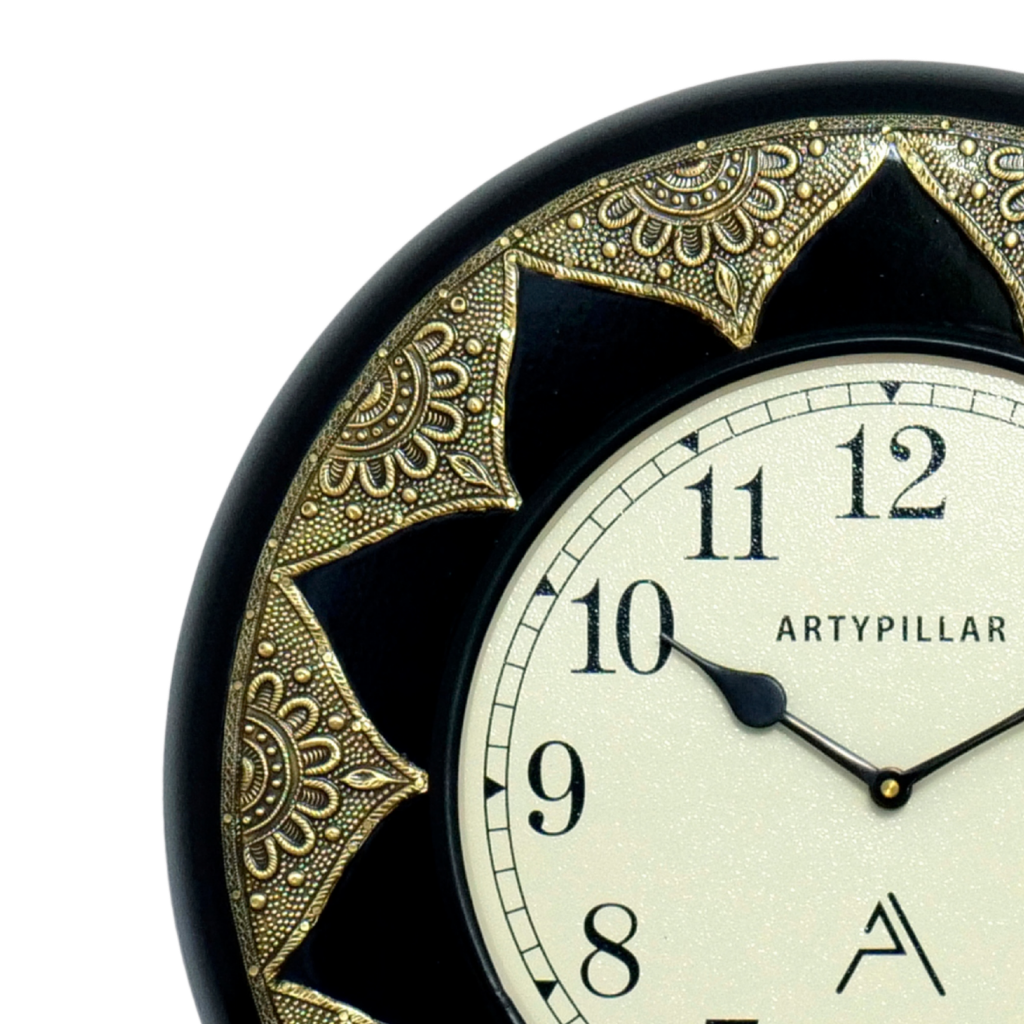 Artypillar Metal Emboss Decorative Round Wall Clock - 16 Inch