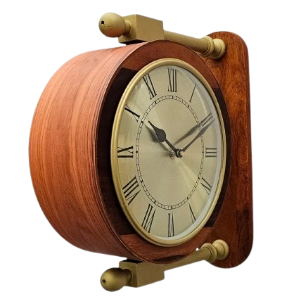 Artypillar 10-Inch Wooden Double-Sided Station Wall Clock