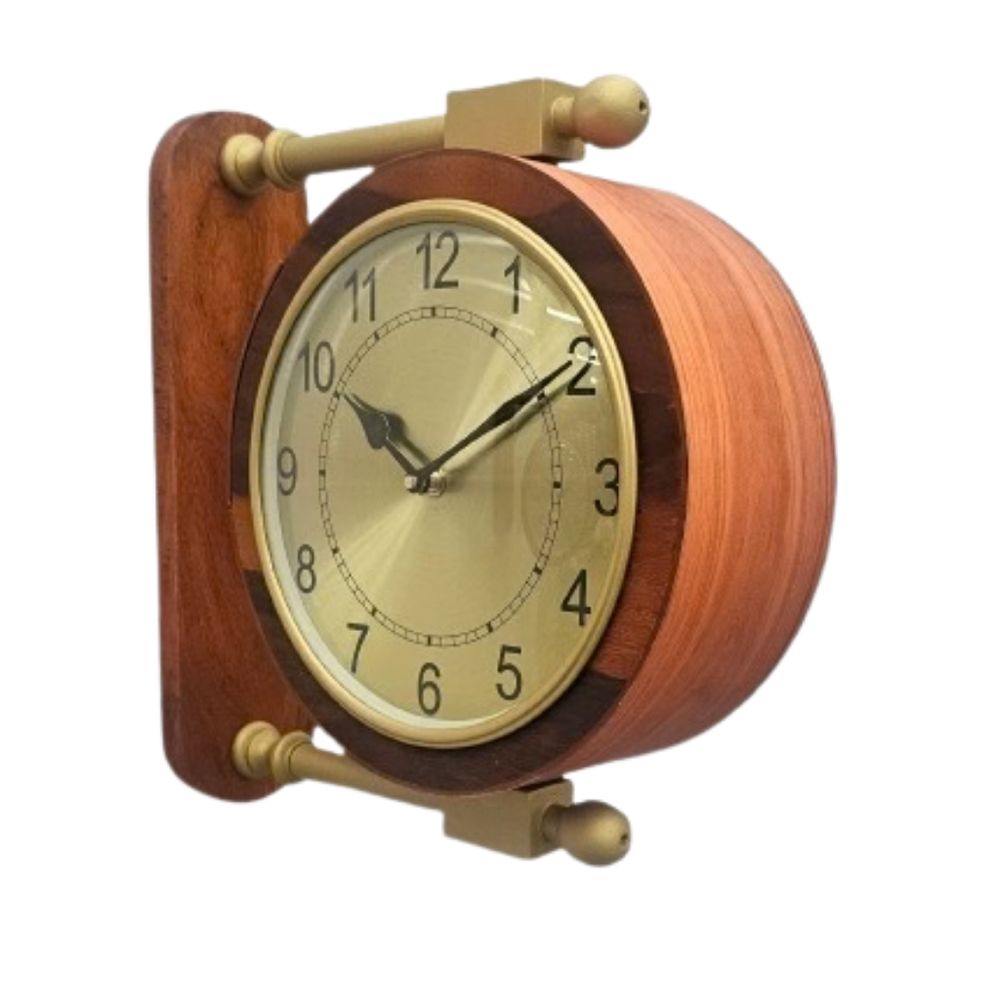 Artypillar 10-Inch Wooden Double-Sided Station Wall Clock