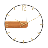 Artypillar 18-Inch Modern Classic Iron Wall Clock with Wooden Accent