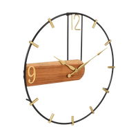 Artypillar 18-Inch Modern Classic Iron Wall Clock with Wooden Accent
