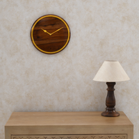 Artypillar 12-Inch Wooden Wall Clock with Gold Accent
