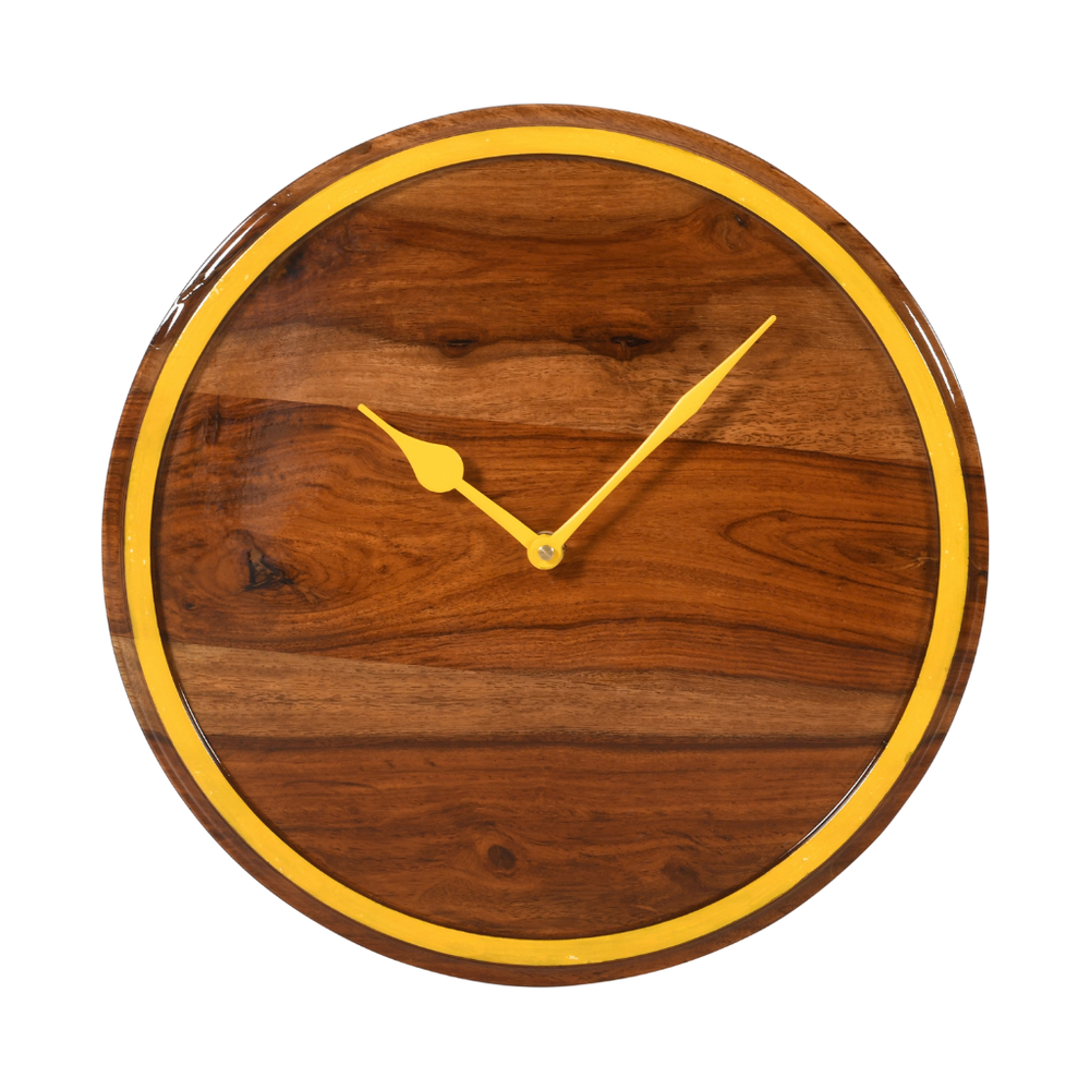 Artypillar 12-Inch Wooden Wall Clock with Gold Accent