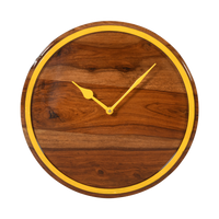 Artypillar 12-Inch Wooden Wall Clock with Gold Accent