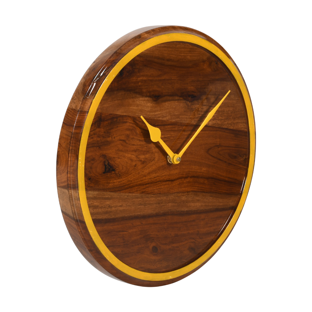 Artypillar 12-Inch Wooden Wall Clock with Gold Accent