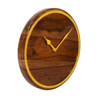 Artypillar 12-Inch Wooden Wall Clock with Gold Accent