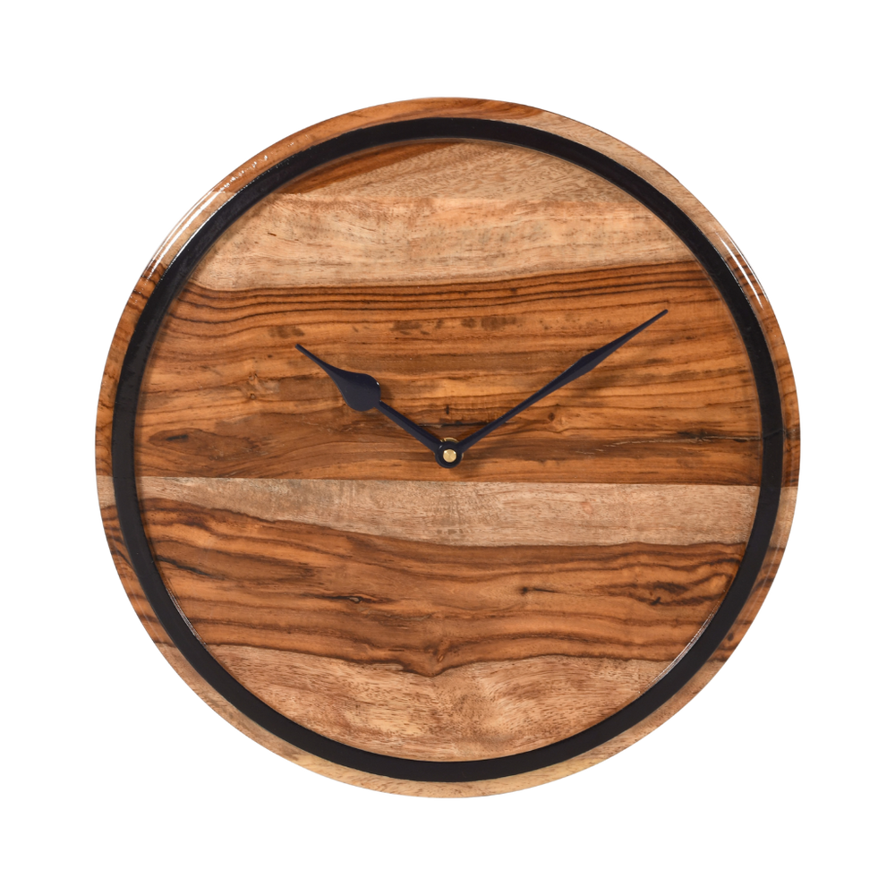Artypillar 12-Inch Rustic Wooden Wall Clock with Black Frame