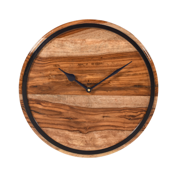 Artypillar 12-Inch Rustic Wooden Wall Clock with Black Frame