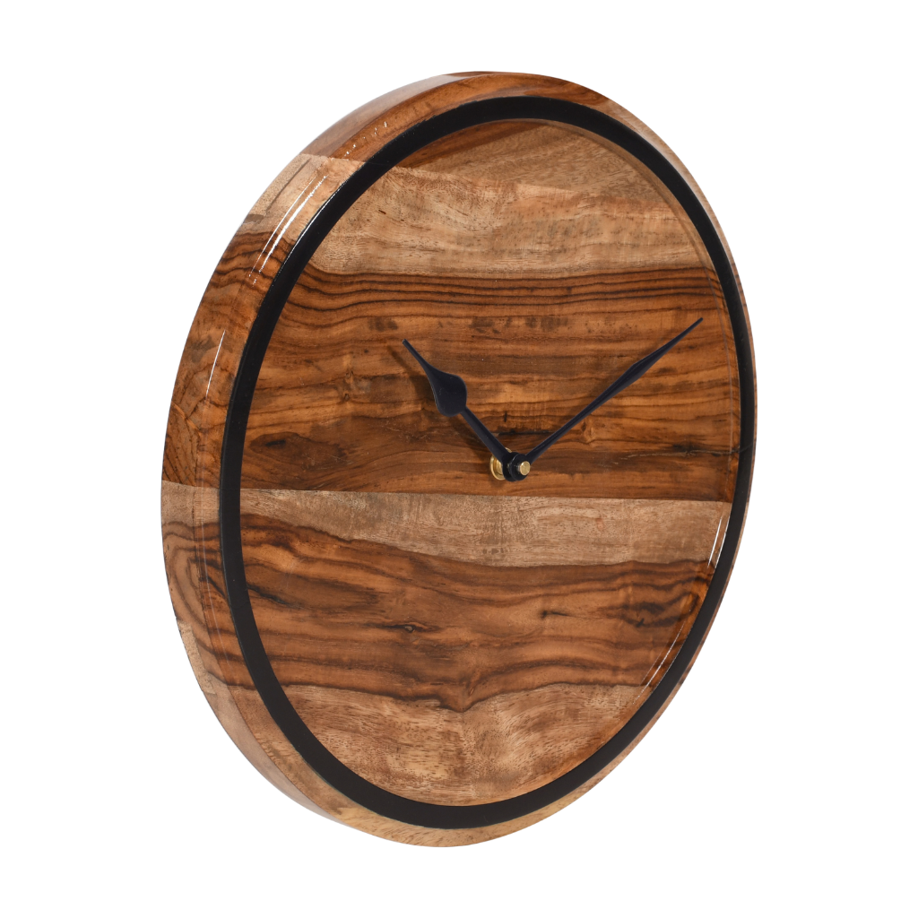 Artypillar 12-Inch Rustic Wooden Wall Clock with Black Frame