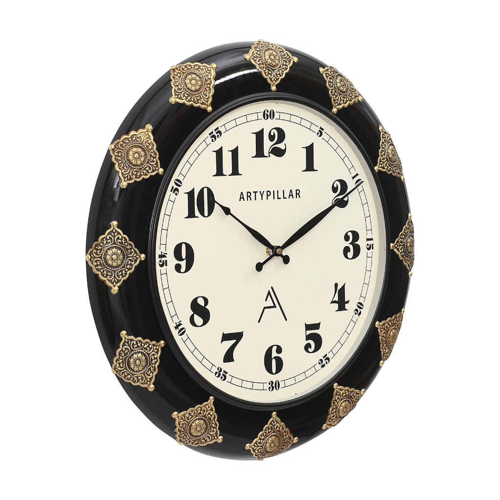 Artypillar 16-Inch Decorative Round Metal Emboss Wall Clock