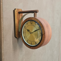 Artypillar 10-Inch Wooden Double-Sided Station Wall Clock