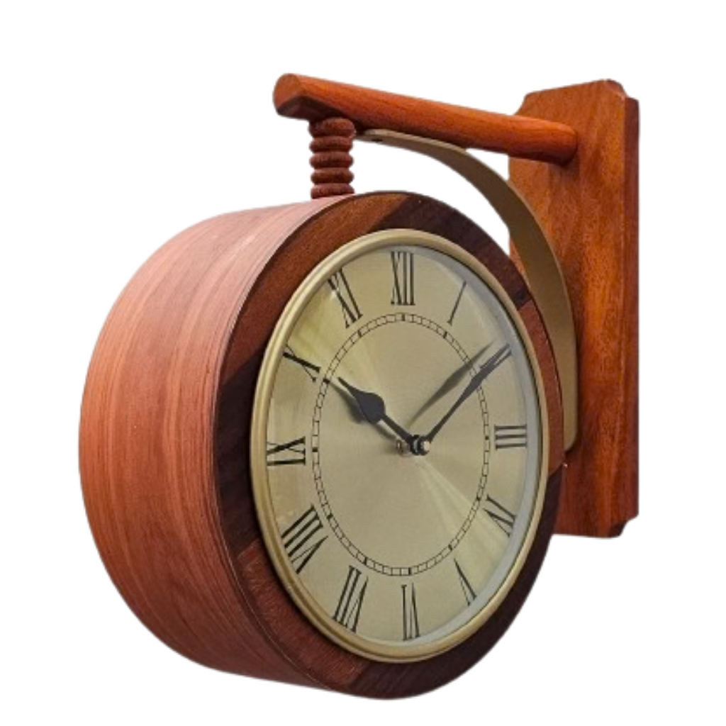 Artypillar 10-Inch Wooden Double-Sided Station Wall Clock
