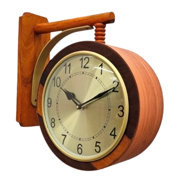 Artypillar 10-Inch Wooden Double-Sided Station Wall Clock