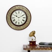Artypillar Metal Emboss Classic Round Wall Clock - 16 Inch