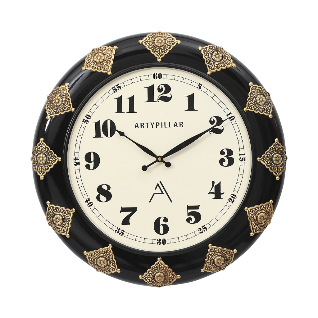 Artypillar 16-Inch Decorative Round Metal Emboss Wall Clock