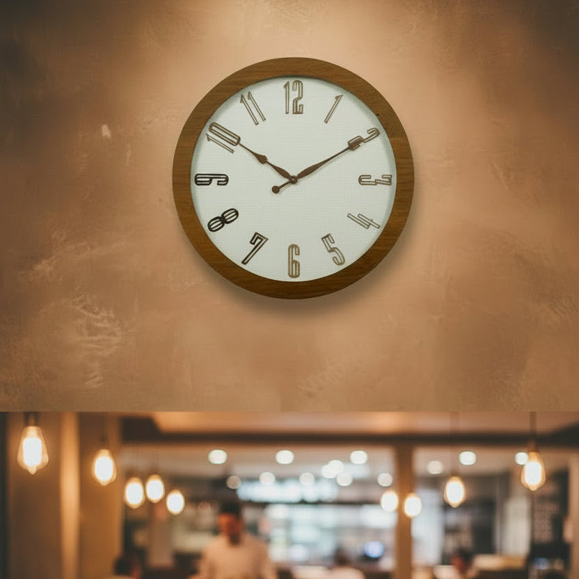 Artypillar Teak Wood Frame Vintage Clock