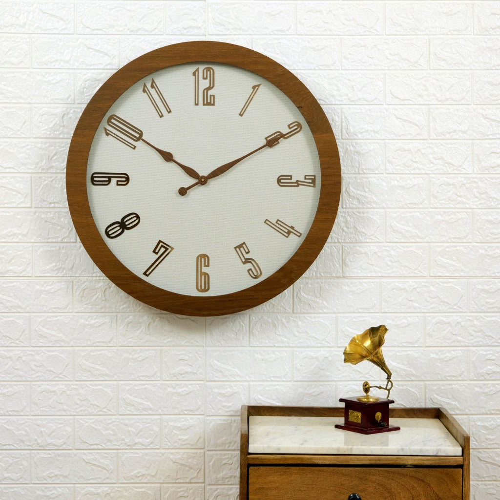 Artypillar Teak Wood Frame Vintage Clock