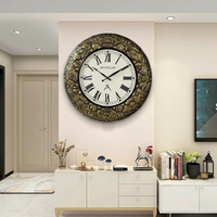 Artypillar Metal Emboss Floral Round Wall Clock - 18 Inch