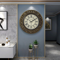 Artypillar Metal Emboss Vintage Designer Round Wall Clock - 18 Inch