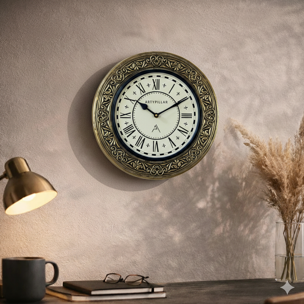 Artypillar Roman Dial Metal Clock